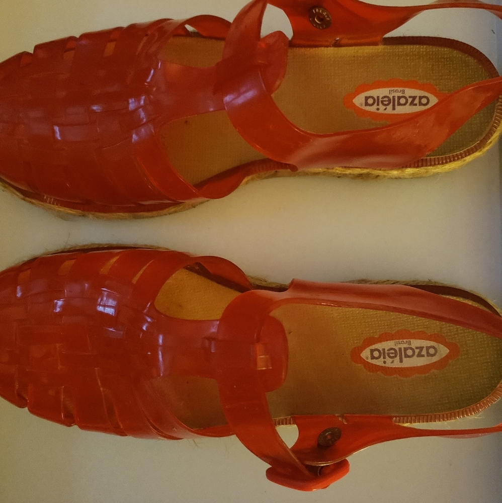 Orange Jelly bean sandals size 8 worn once